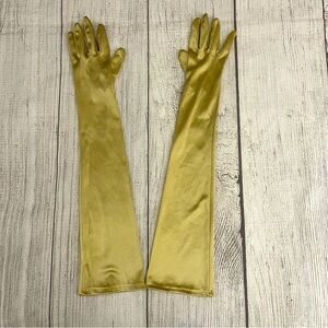 Women’s Elegant Gold Satin Opera Gloves